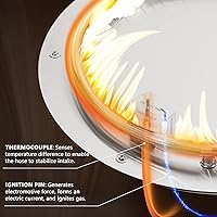 Vista 7 de COSIEST Mesa de café con fogata a propano para exteriores con base redonda de 40.5 pulgadas en bronce oscuro, calefactor de patio certificado