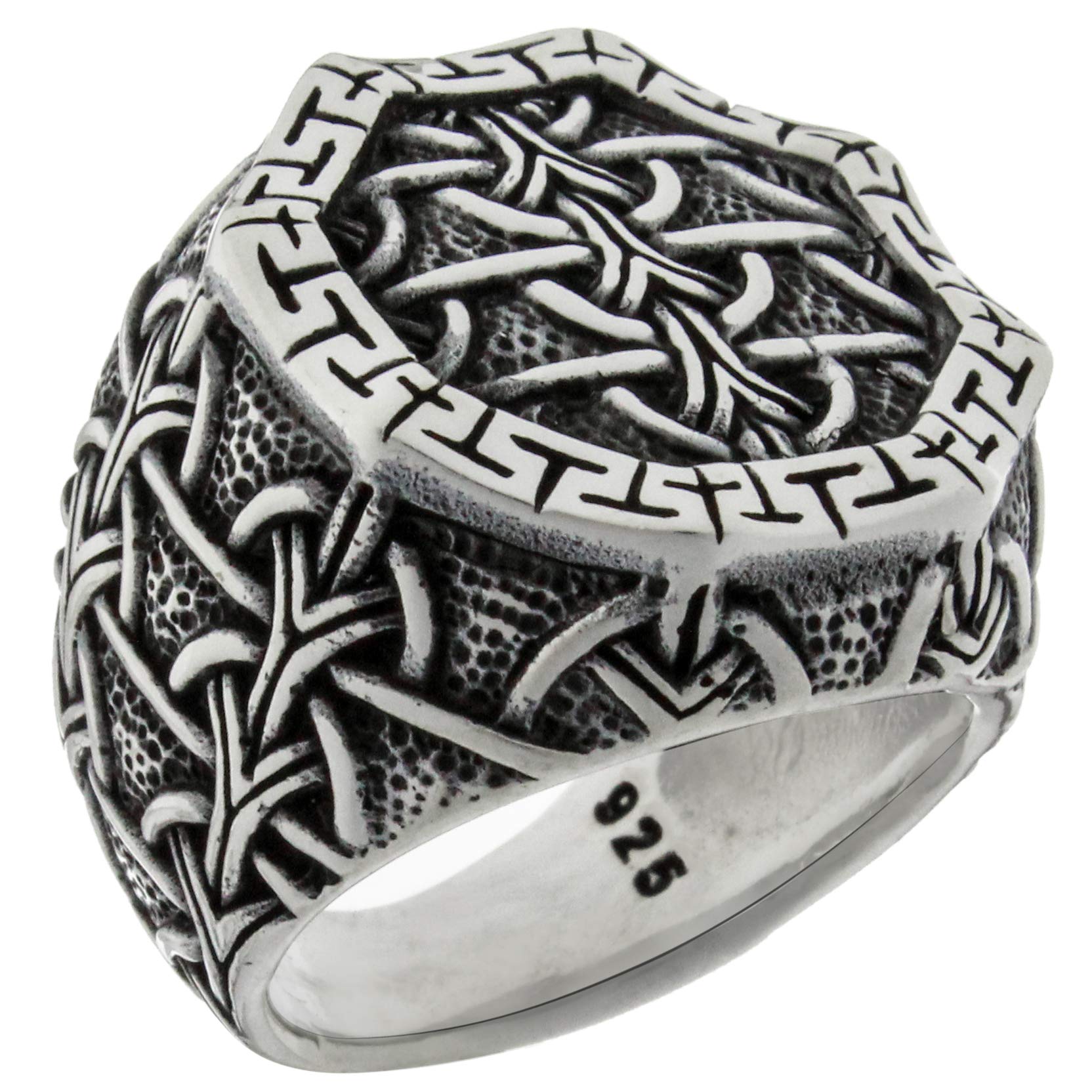 Anillo turco de plata de ley 925 maciza trenzada con nudo celta pesado para hombre