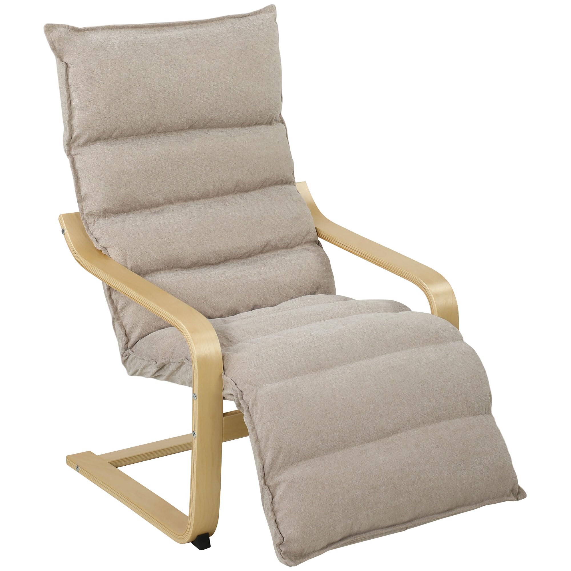 HOMCOM Armchair Adjustable Footrest Velvet Modern Poang Chair Light Brown — image 1