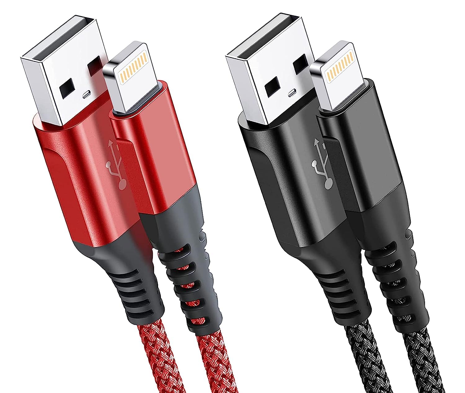 Red Ember Heavy Duty iPhone Charger Cable Nylon Braided Lightning Cable