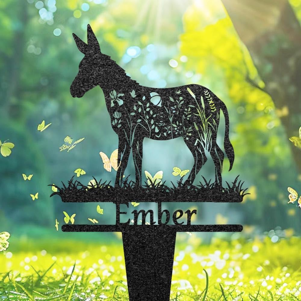 Custom Donkey Memorial Grave Marker, Pet Plaque Burial Stake, Personalised Engraved Donkey Name Keepsake, Metal Garden Sign, Pet Loss Gift, Pet Memorial Plaque, Headstone