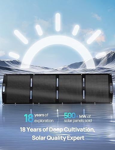 Miniatura 8 de ECO-WORTHY Panel solar portátil de 200 W, cargador de panel solar plegable de 12 BB con soporte ajustable, 23% de alta eficiencia para estación de