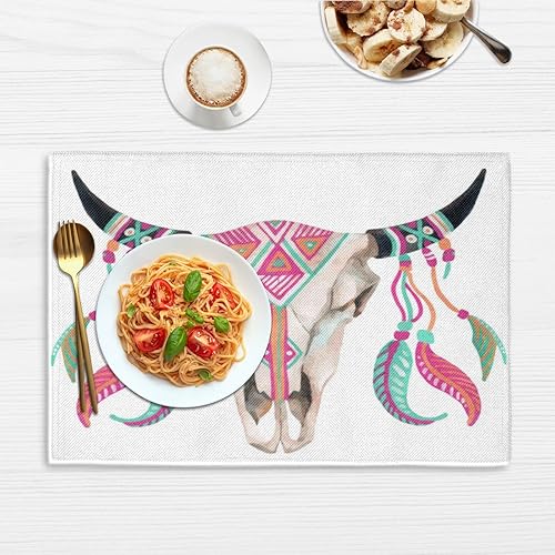 Miniatura 6 de Bulls - Juego de 4 manteles individuales con diseño divertido de toros, lavables, impermeables, para fiestas, hogar, comedor, decoración de mesa de