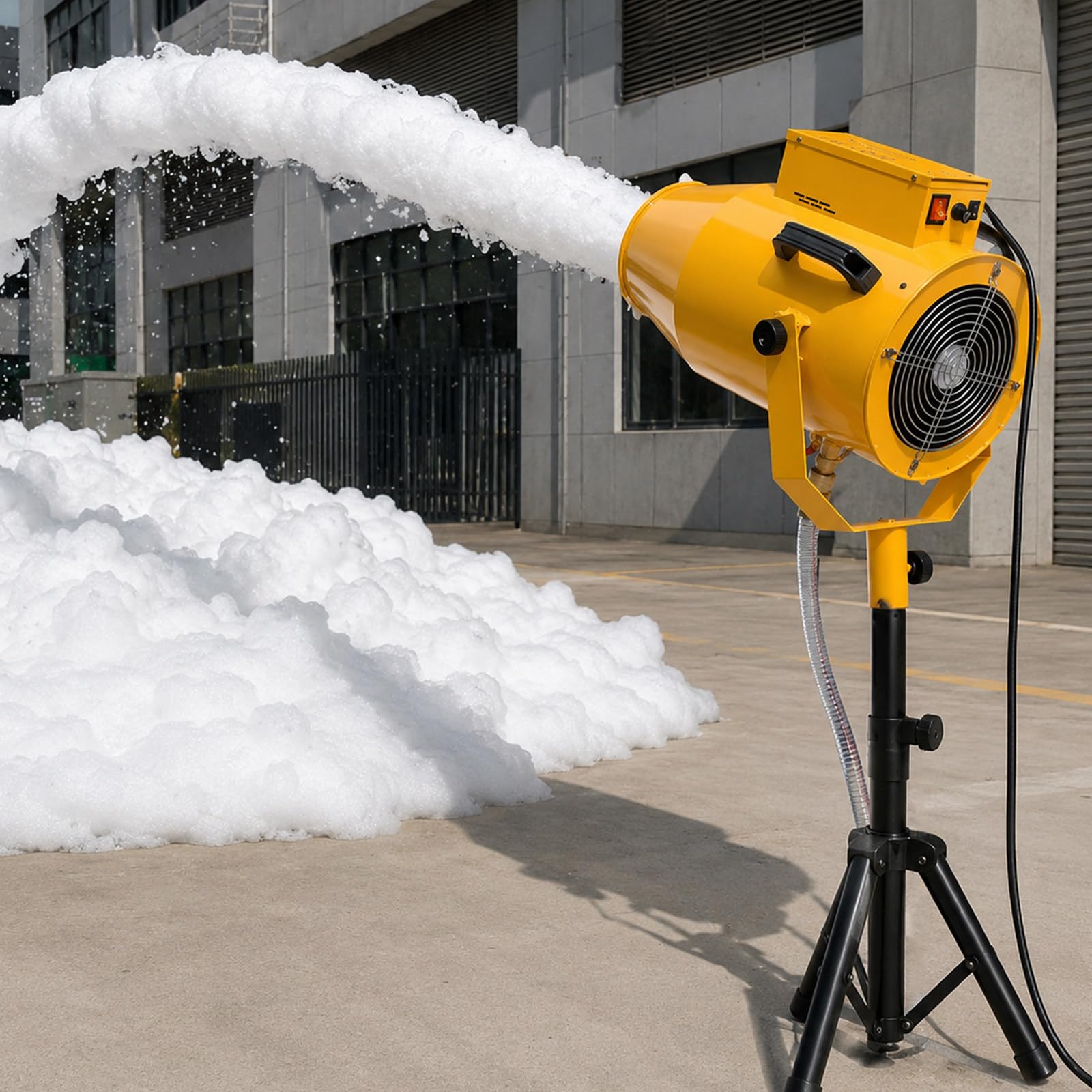 pealiritansemen Foam Party Machine, Foam Generator 1000W with Adjustable Spray Angle, Detachable Tripod and Rich Foam Clouds for Garden Parties and Water Park Events, School Events Yellow