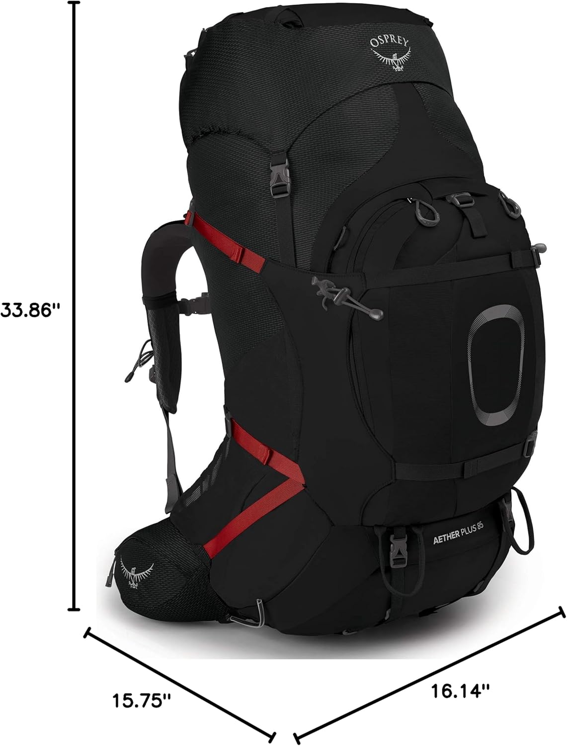 Osprey Aether Plus 85L Men's Backpacking Backpack, Black, L/XL - Image 8