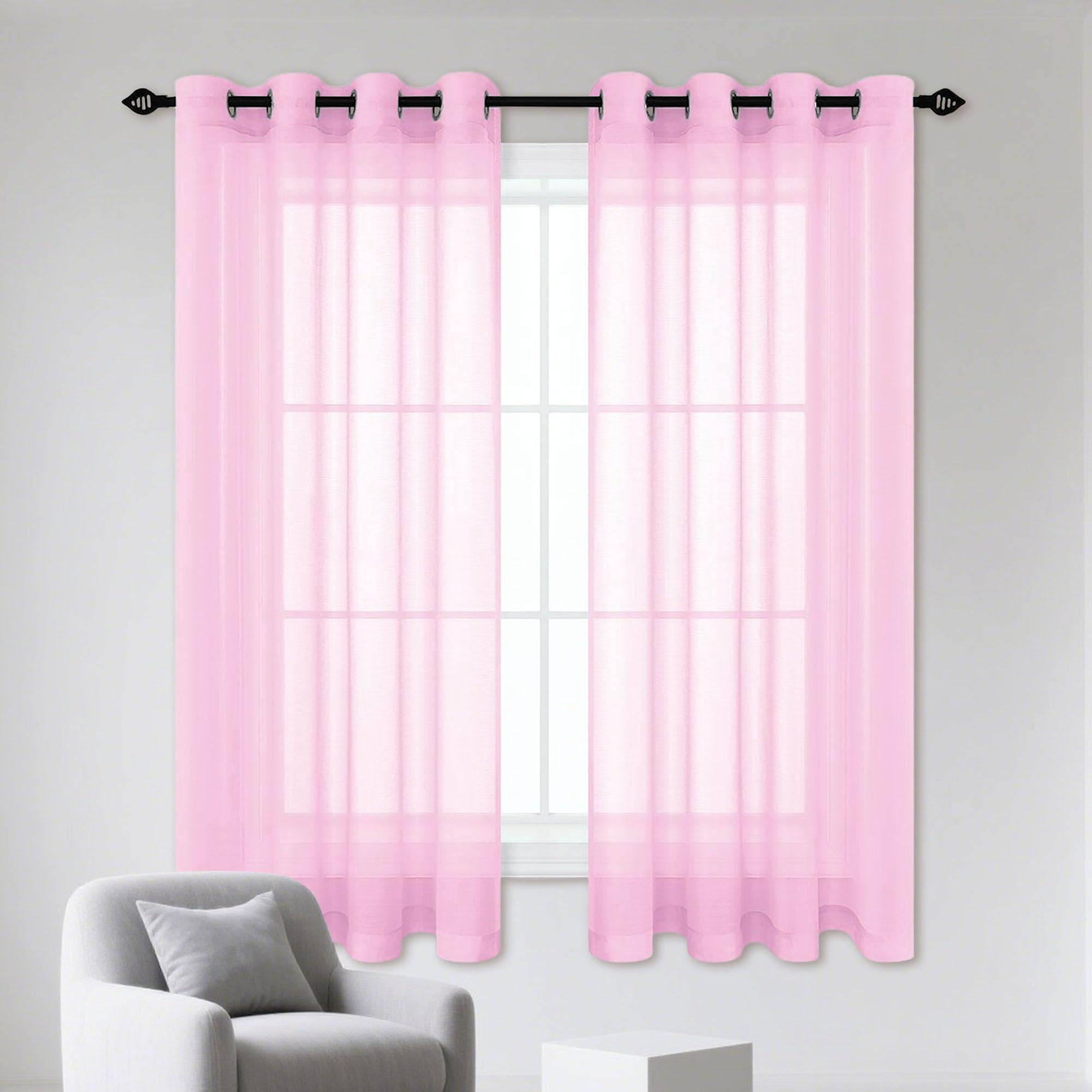 Rideau de fenêtre rose pour salon et portes de balcon cosy