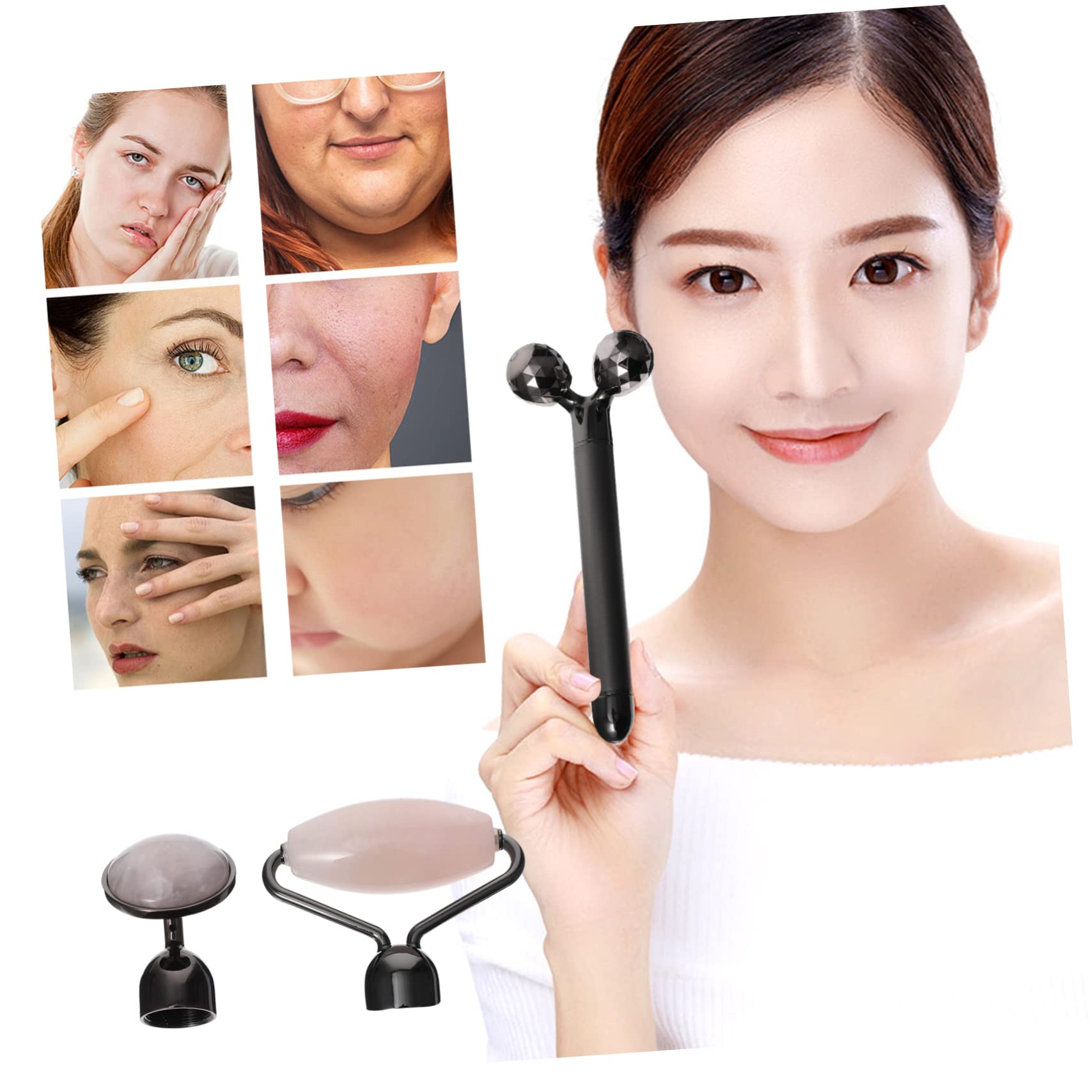 Rodillo Facial Eléctrico de Jade Negro para Rostro