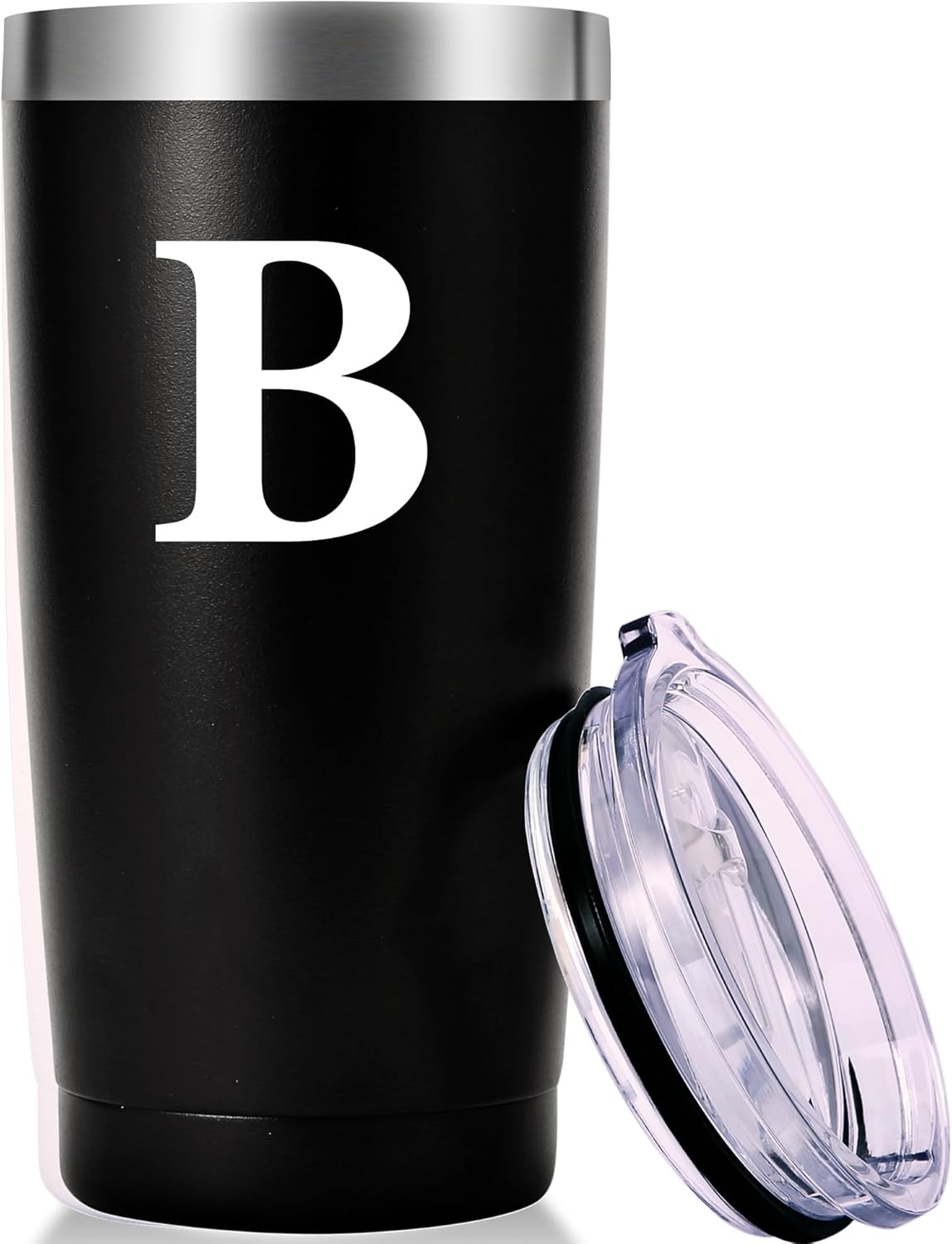 Personalized Initial Tumbler.Monogrammed Custom Initial Tumbler B.Unique Initial Tumbler Cup Gifts for Men Women. Novelty Birthday Christmas Party Graduation Wedding Gifts.(20oz Black)