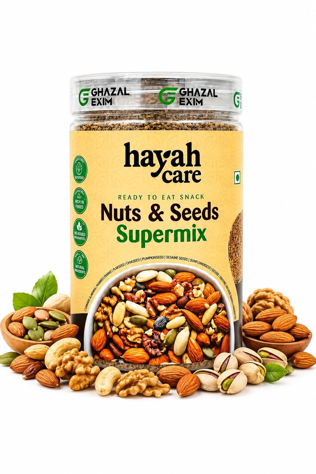 Hayah Care Nuts & Seeds Supermix Ready-to-Eat Snack, Energy Booster with 8g Protein, Jaggery Sweetened, No Refined Sugar, No Preservatives (400 gm)-image-22