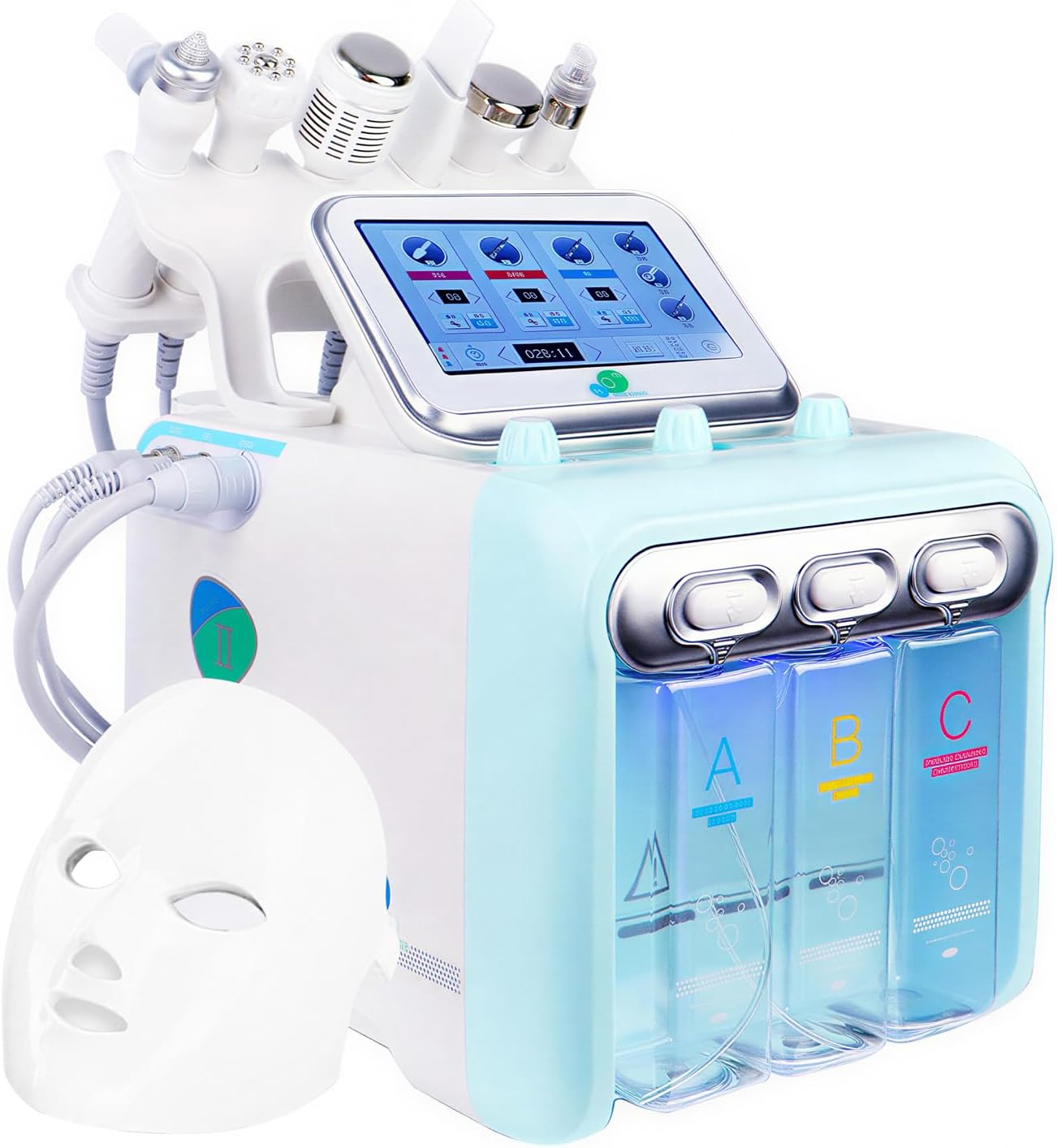 7 in 1 Facial Machine for Skin Care, Hydro Facial Machine with Vacuum Extraction & LED Mask, Deep Cleansing & Hydration Beauty Device for Home Use