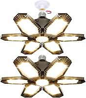 Vista 7 de TANBABY Luz LED mejorada para garaje, luz de techo LED deformable de 150 W, 15000 lm, E26/E27, iluminación de garaje con bombilla de 6+1 paneles