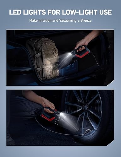 Miniatura 8 de AstroAI Aspiradora de coche 4 en 1 e inflador de neumáticos portátil con accesorios Compresor de aire Pantalla digital de valores duales, bomba de