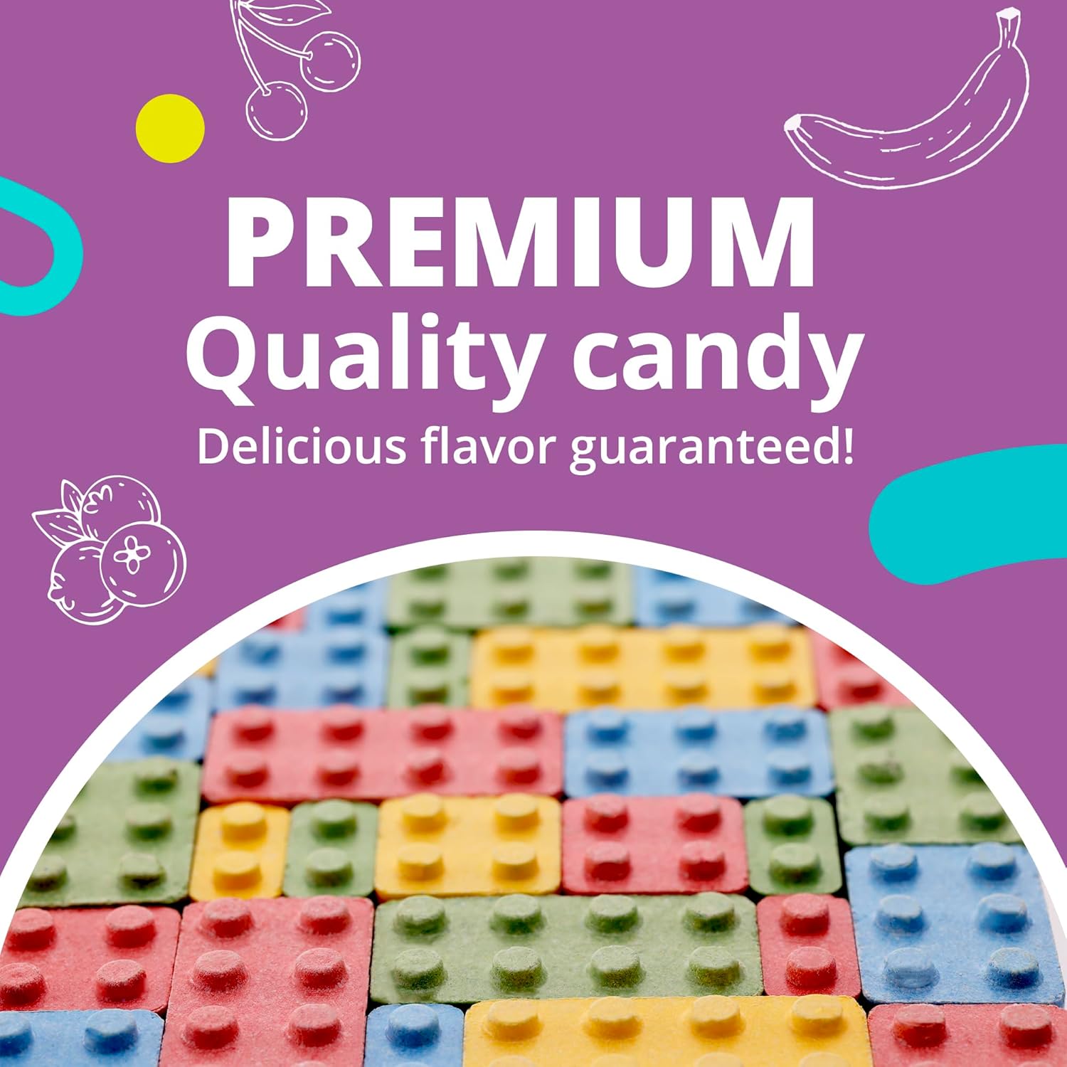 Candy Blocks - Build, Play, and Snack - 100% Edible, Assorted Flavors - Fun Brick-Shaped Hard Candies for Kids - Perfect Party Treats & Decorations - 1.7lb Bulk Pack