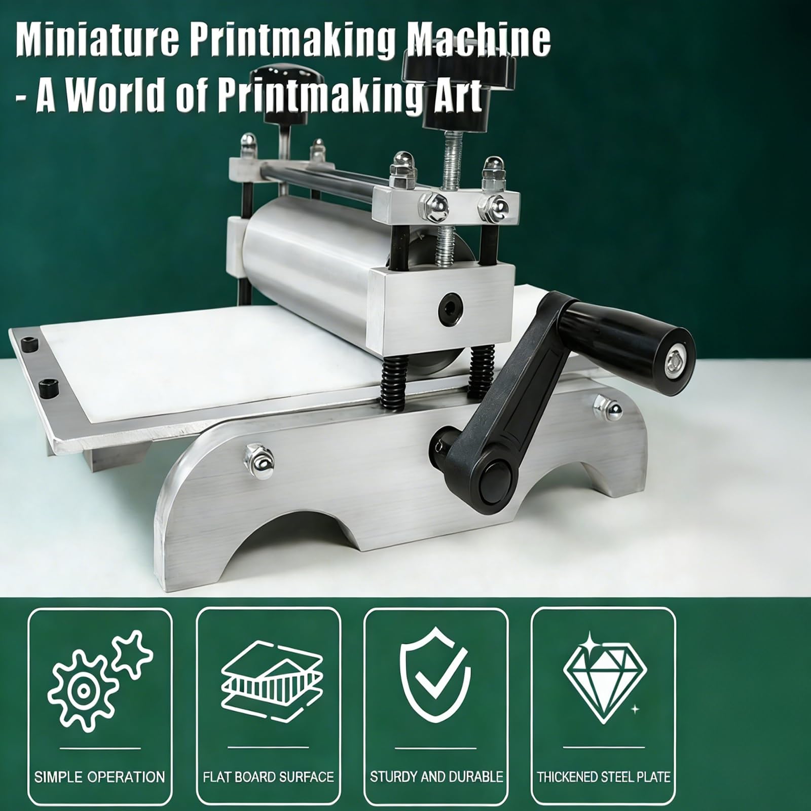 Macchina per incisione manuale per stampa a blocchi, 31 x 17 cm, strumento di stampa in rilievo con controllo a rullo, per forniture di stampa e progetti artistici