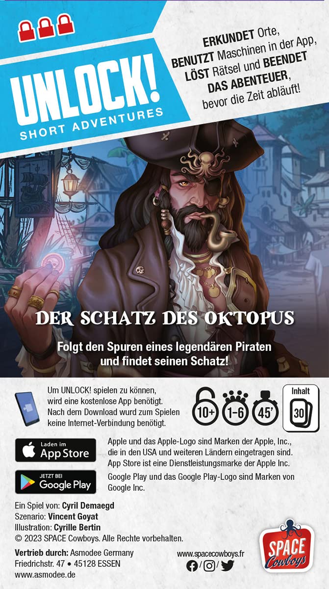 Gioco Da Tavolo Unlock! Short Adventures – Il Tesoro Del Polpo - Gioco Di Puzzle Cooperativo Per 1-6 Giocatori - Età 10+ - 30 Minuti - Edizione Tedesca - 3