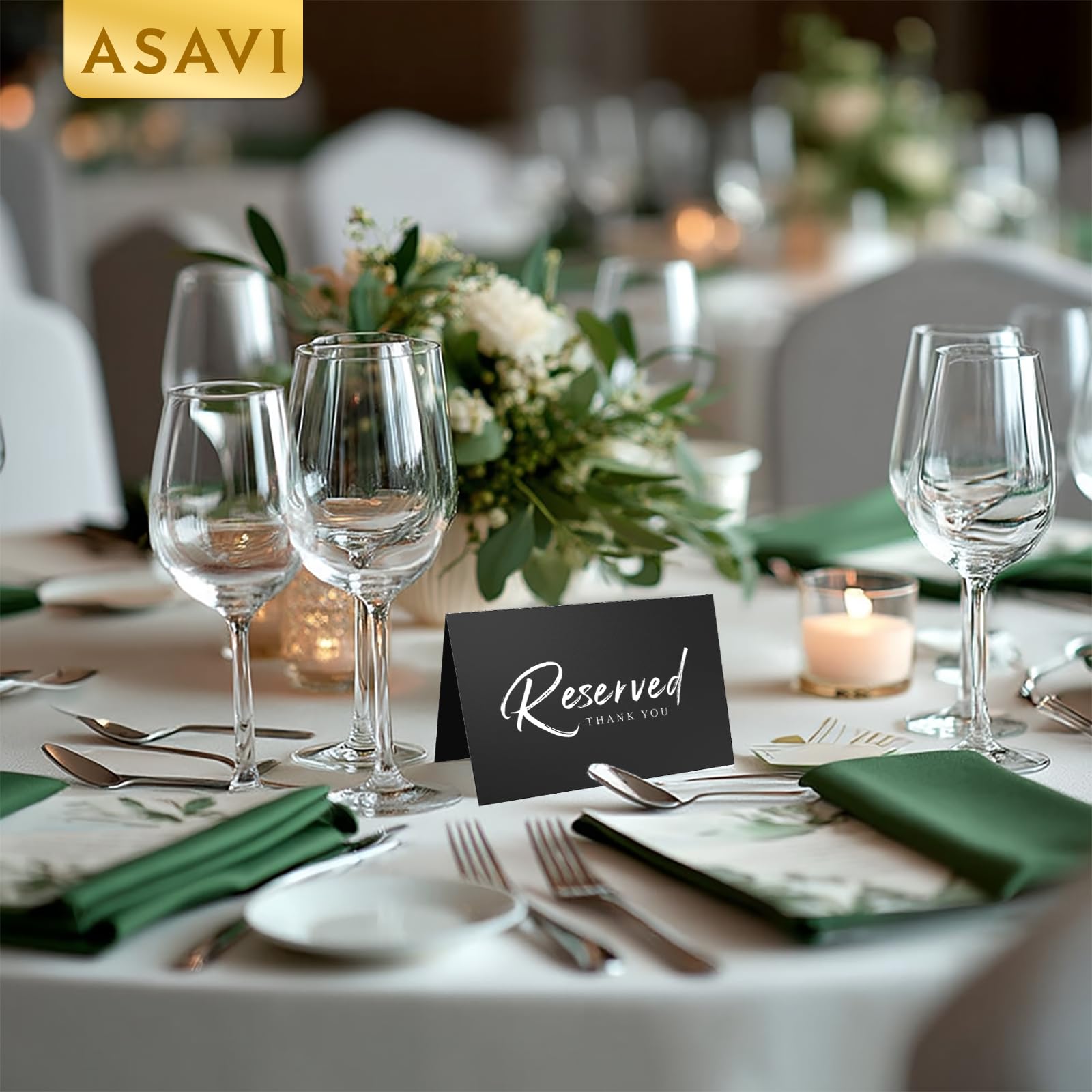10 tarjetas plegadas de doble cara con letrero dorado reservado, 8 x 6 pulgadas, tiendas de campaña de papel premium para bodas, fiestas, restaurantes, letreros de asiento reservado, tarjetas de mesa