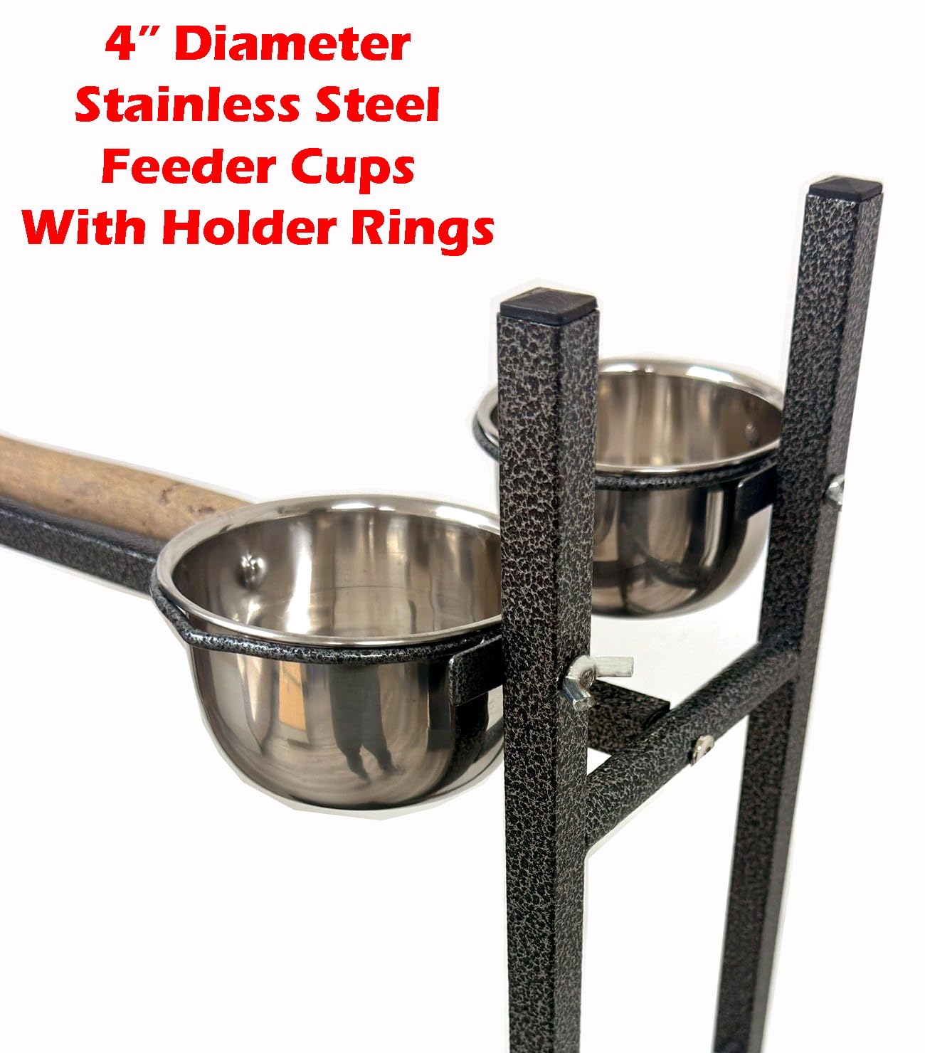 65.5 Inch X-Large Parrot Natural Perch Stand Bird Play Ground Training with Strong Climbing Play Ladder Stainless Feeding Bowls Toy Hook Removable Washable Tray Lockable Rolling Wheels product thumbnail 6