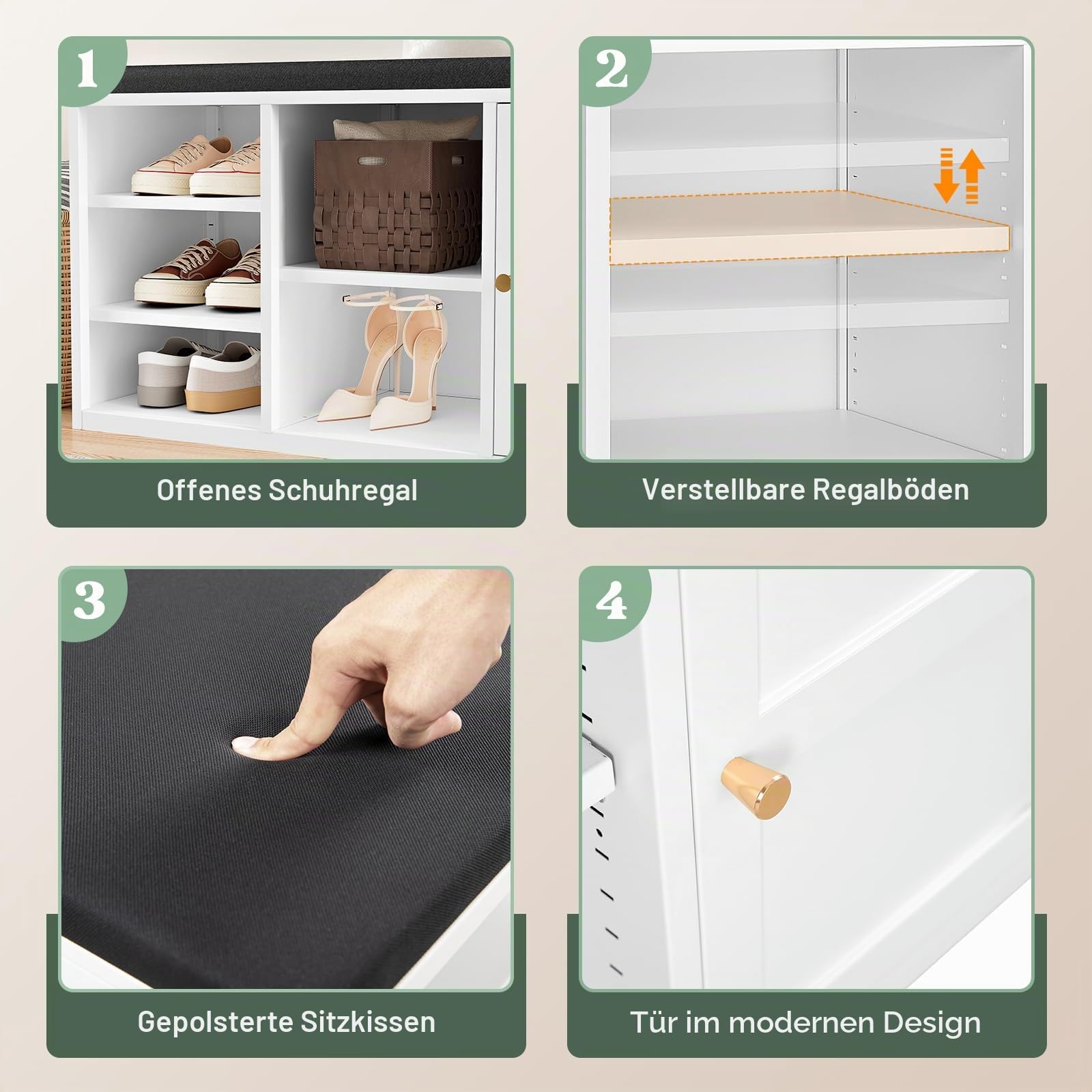 Schuhbank mit Sitzfläche Schuhschrank Sitztruhe Schuhregale mit Sitzbank Flurbänkchen Sitzkommode Sitzbank mit Stauraum Schuhschrank mit Sitzmöglichkeit Schuhorganisation Garderobenbank 100x50x40cm