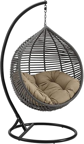 Modway Garner - Silla de mimbre con forma de lágrima de mimbre para patio al aire libre color gris