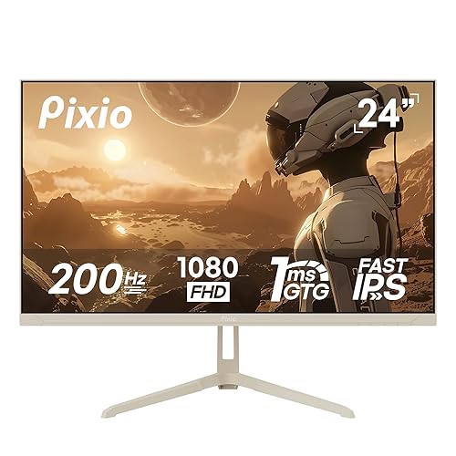 Pixio PX248 Wave Beige 24 inch 200Hz Refresh Rate FHD 1080p Resolution Fast IPS Panel 1ms GTG Response Time Built-in Speakers Gaming Monitor with Adaptive Sync