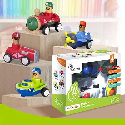 R for Rabbit Orapple Rider Push and Play Mini Toy Car Set for Kids | Non-Toxic BPA Free 4 Pcs Combo of Toy Racing Car, T