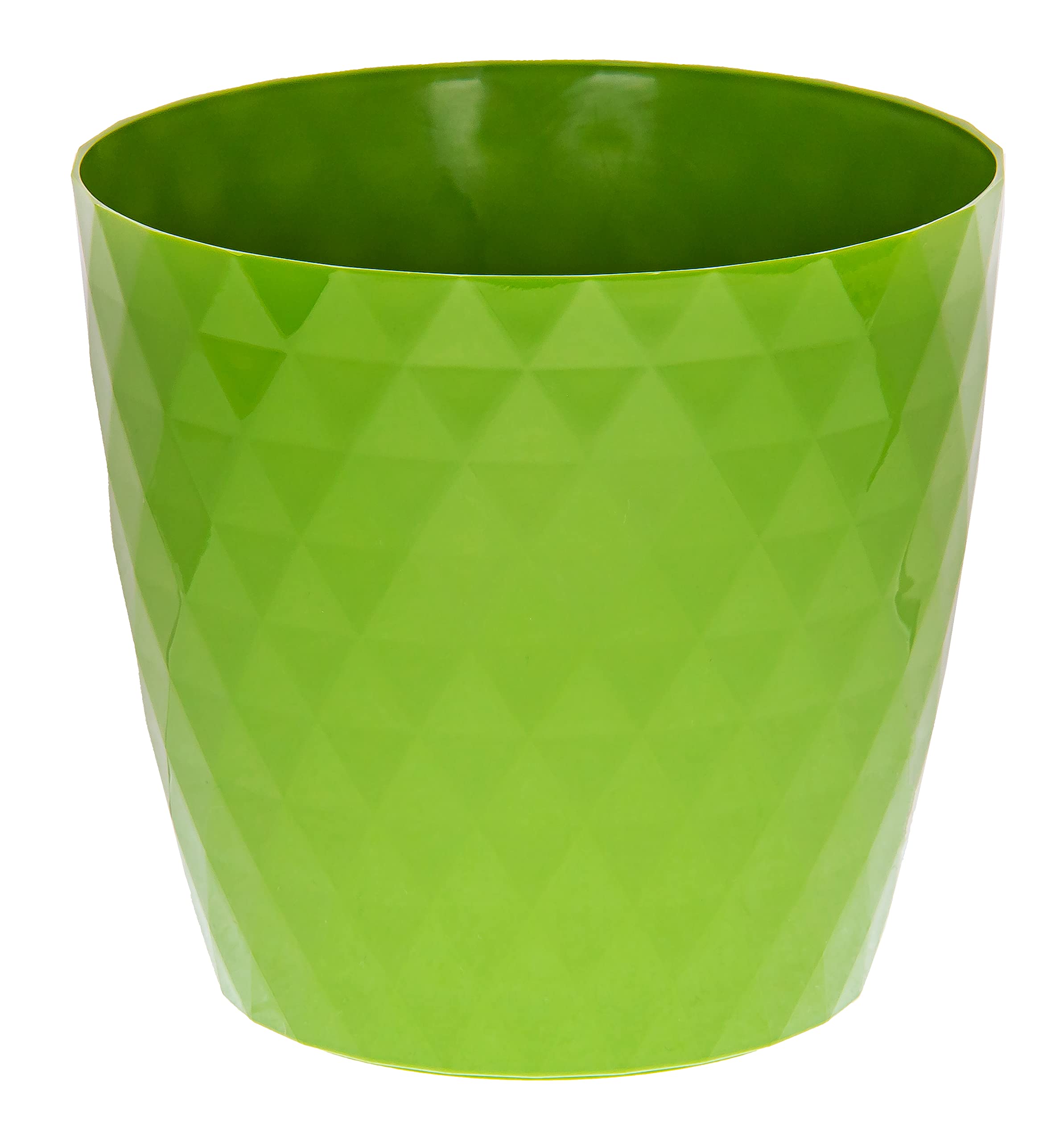 KORAD Cristal Indoor Flower Pot Covers without Drainage Holes | Round Plastic Plant Pots Container for All Houseplants | 9 Modern Colours & 7 Sizes- (Green, 20 cm - 7.8 inches) — image 1