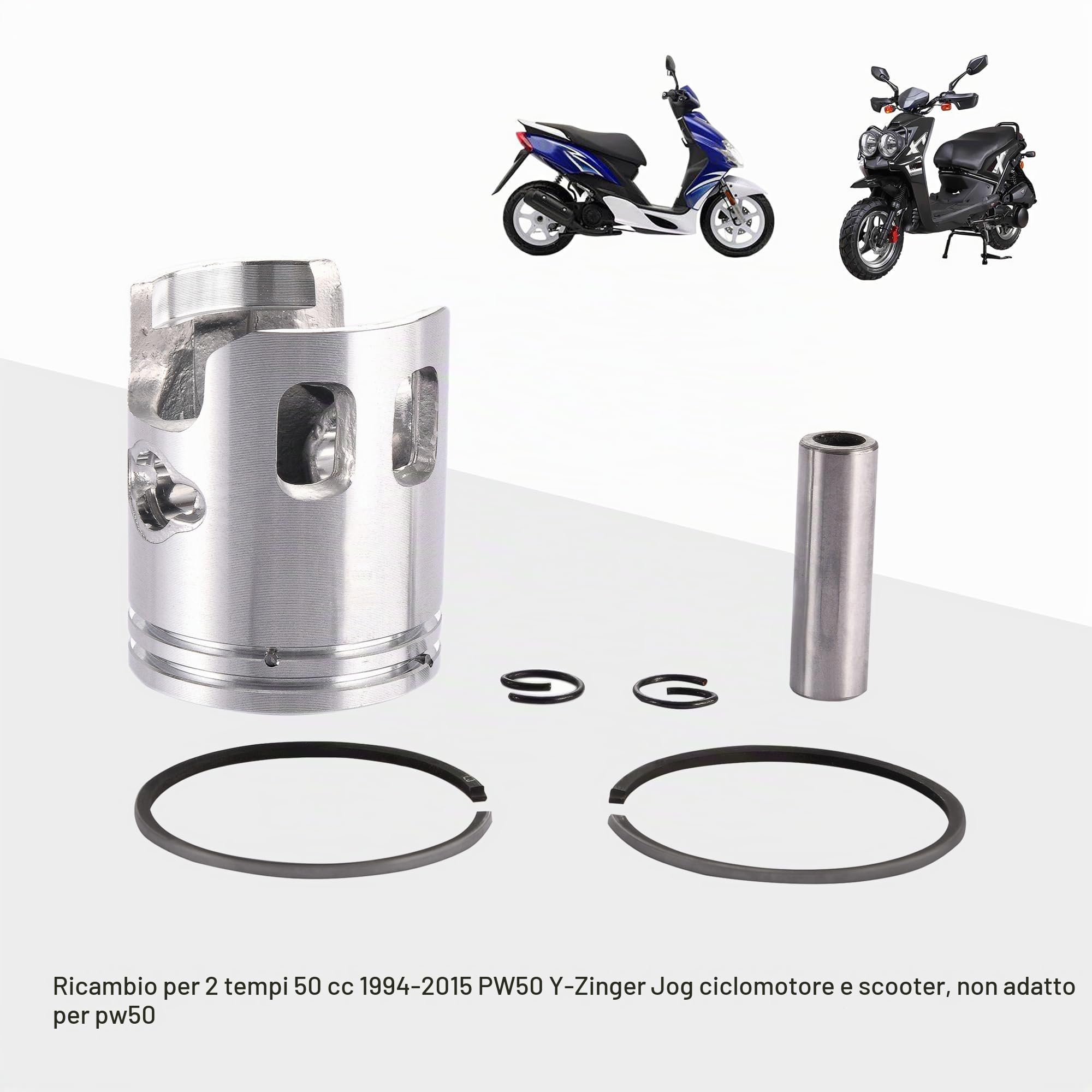 GOOFIT 40mm Kit di Assemblaggio del Pistone Sostituzione per 2 Stroke 50cc Jog Minarelli PW50 Moped Scooter
