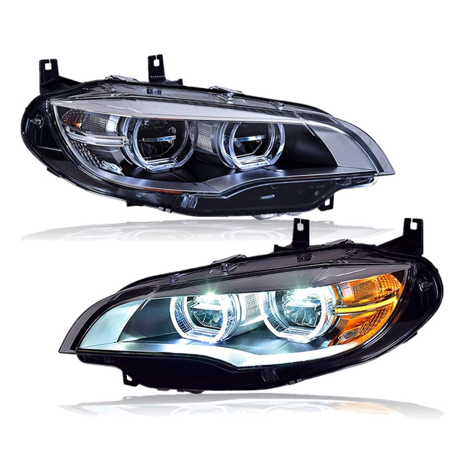 Car Accessories Led DRL Turn Signal Light Angel Eyes Headlamp Assembly Led Headlight Compatible With BMW X6 E71 2008-2013