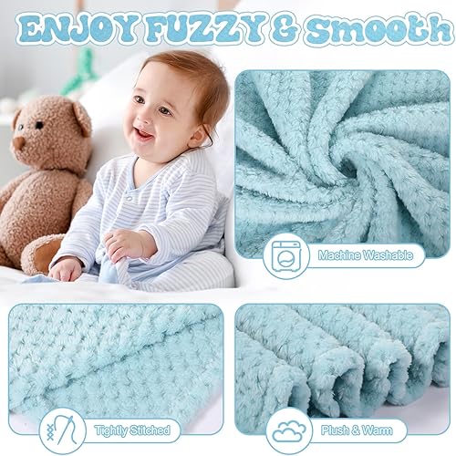 Miniatura 4 de Newwiee 3 mantas de bebé suaves y mullidas, manta neutra para niños pequeños, manta cálida para cuna, acogedora manta de recepción para niños