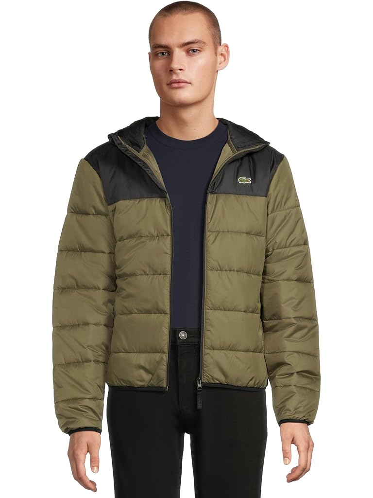 Black Lacoste Water-Repellent Quilted Puffed Jacket