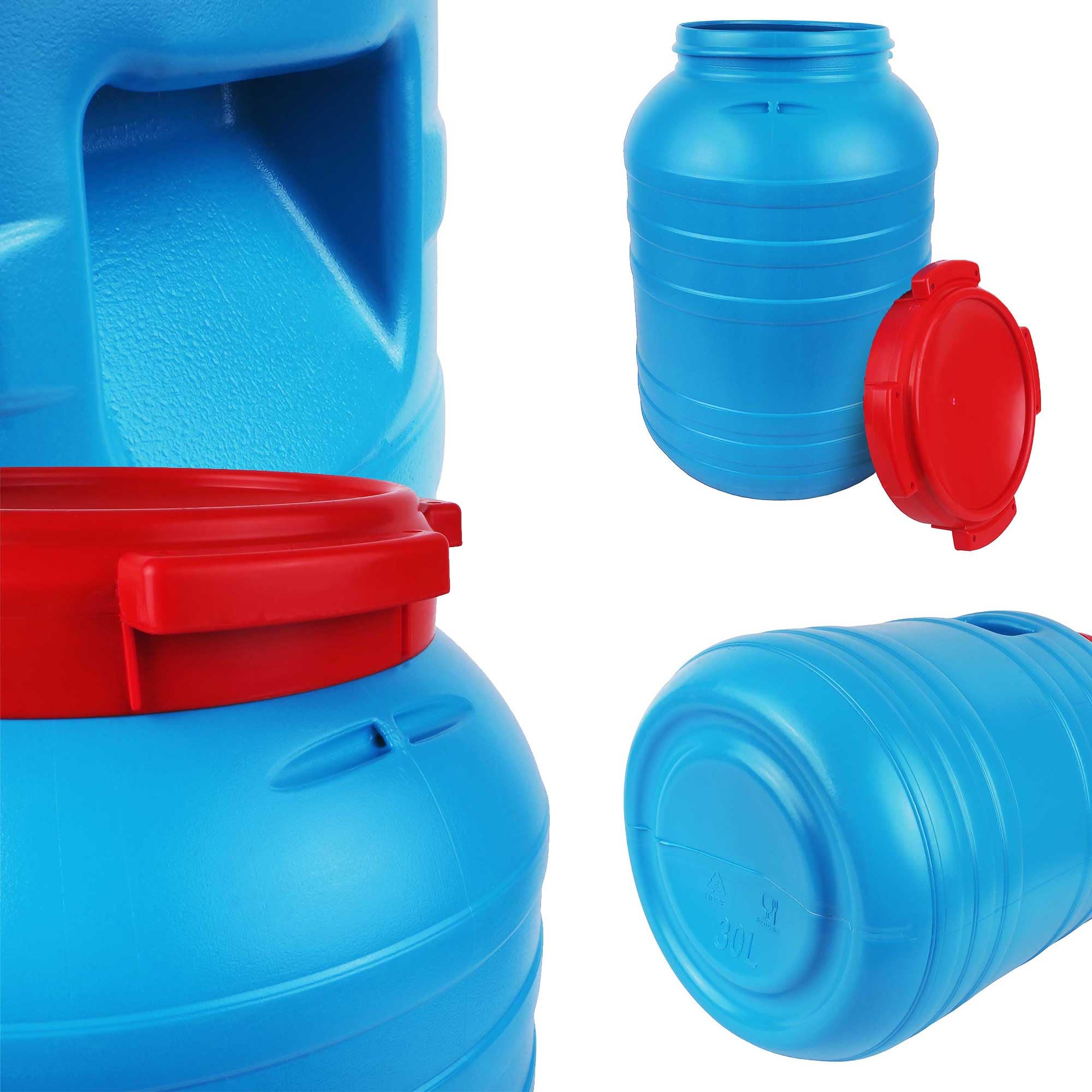 Weithalsfass 30 l Sauerkrautfas Regen Fass Gepäcktonne Silagefass Camping Plastikfass, Fass aus HDPE-Kunststoff mit Deckel, Deckelfass, Spundfass, multifunktionales, Universalfass, Wasserfass