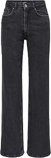 ONLY ONLJUICY Female Wide Leg Jeans High Waist Wide Leg Cut Jeans 31W / 30L Black D…