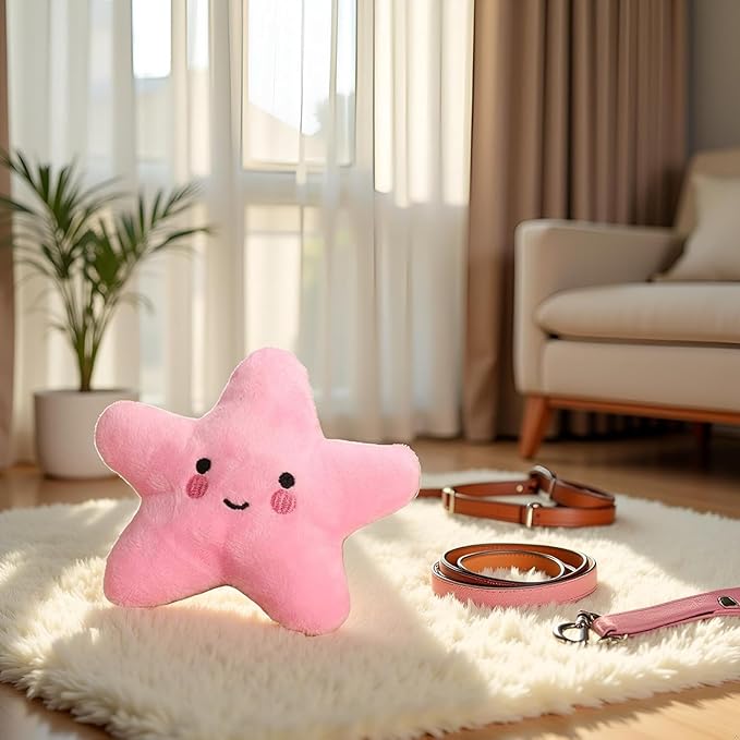 Juguetes para Perros Mordibles y Sonoros 2 Piezas Estrella de Mar Rosa miniatura 4