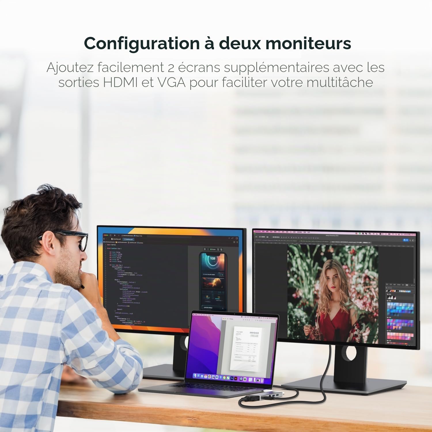 j5create Hub USB 3.0 avec HDMI, VGA, RJ45 Gigabit Ethernet, 2 Ports USB 3.1 Type-A pour Mac, Windows, PC (JUD380)