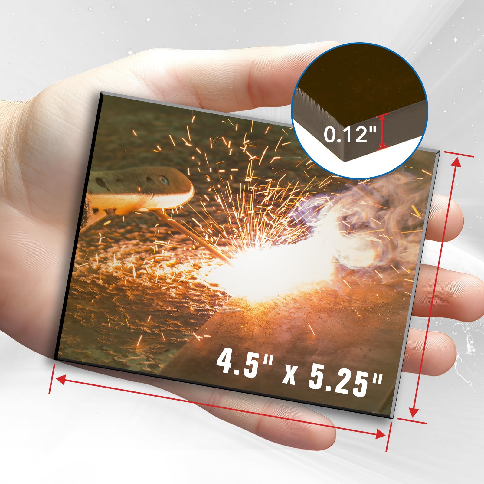 TRQWH Lente de vidrio de soldadura dorada de 4.5 x 5.25 pulgadas, 2 filtros de casco de oscurecimiento de lente de vidrio endurecido (pantalla de vidrio 12)