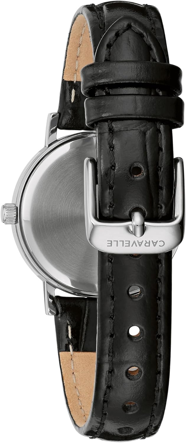 Caravelle by Bulova Ladies' Dress 3 Hand Quartz Leather Strap Watch, Stainless Steel, 28mm