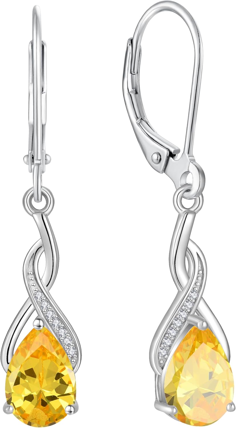 Leverback Earrings for Women Infinity Dangle Drop Earrings 925 Sterling Silver Cubic Zirconia Earrings Christmas Anniversary Jewelry for Her