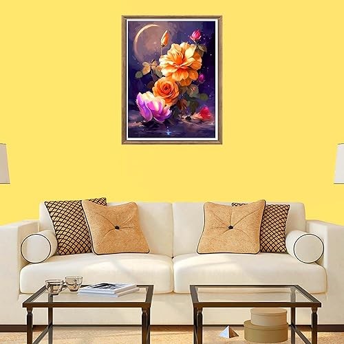 Miniatura 32 de Bimkole Kits de pintura de diamantes 5D, silla de girasol, flores de taladro completo, juego de bordado de diamantes de imitación de pintura