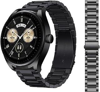 QULLOO Black Strap Compatible with Xiaomi Watch 2 Pro/Huawei Watch 4/4 Pro/Watch Buds, Adjustable Stainless Steel Metal, Replacement Sport Wristbands, Men Women