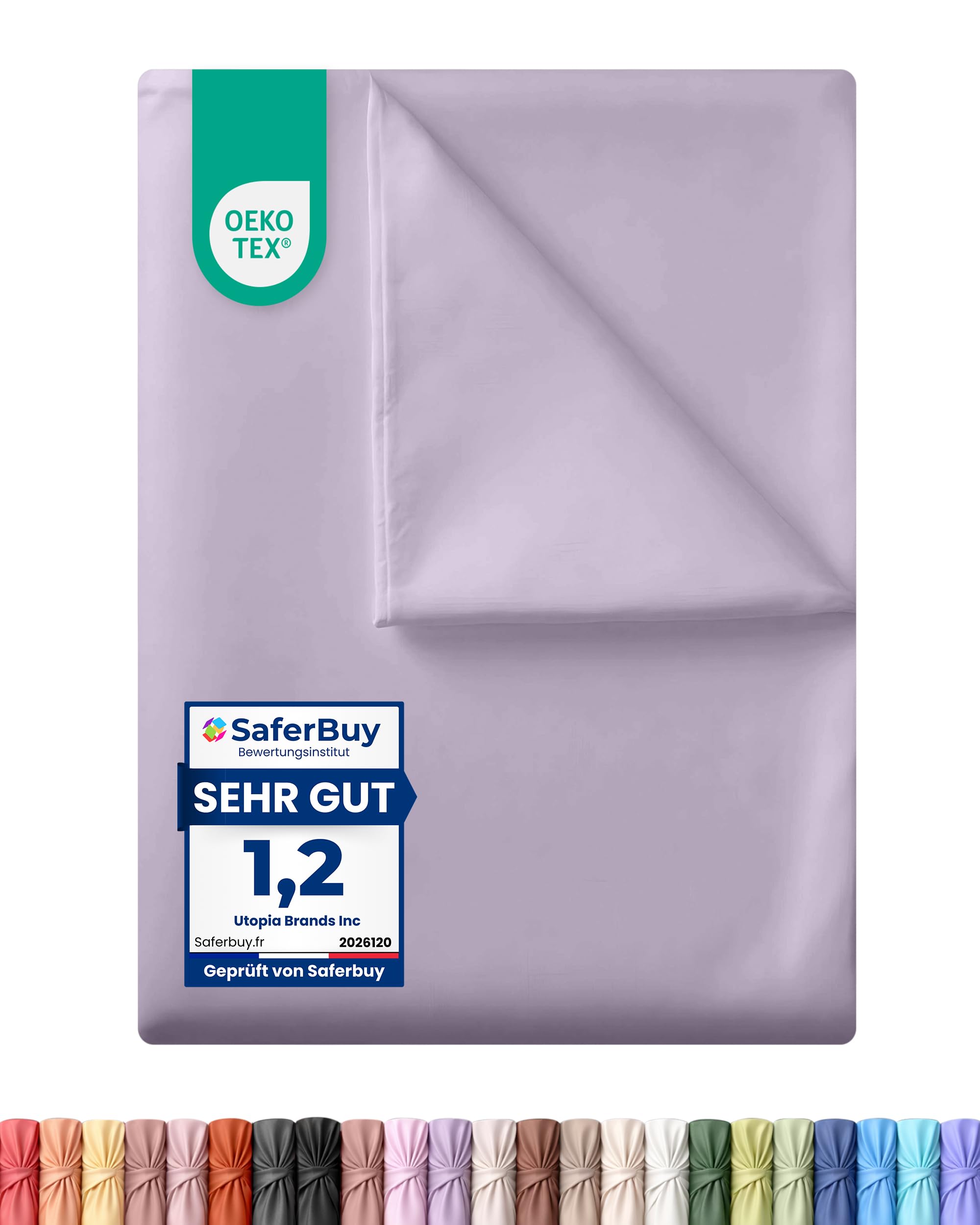 Utopia Bedding - Bettlaken ohne Gummizug - 270x290cm - Lavendel