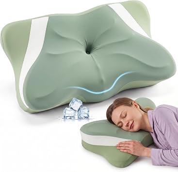 Sweetcrispy Cervical Pillow for Neck Pain Relief, Cooling Memory Foam