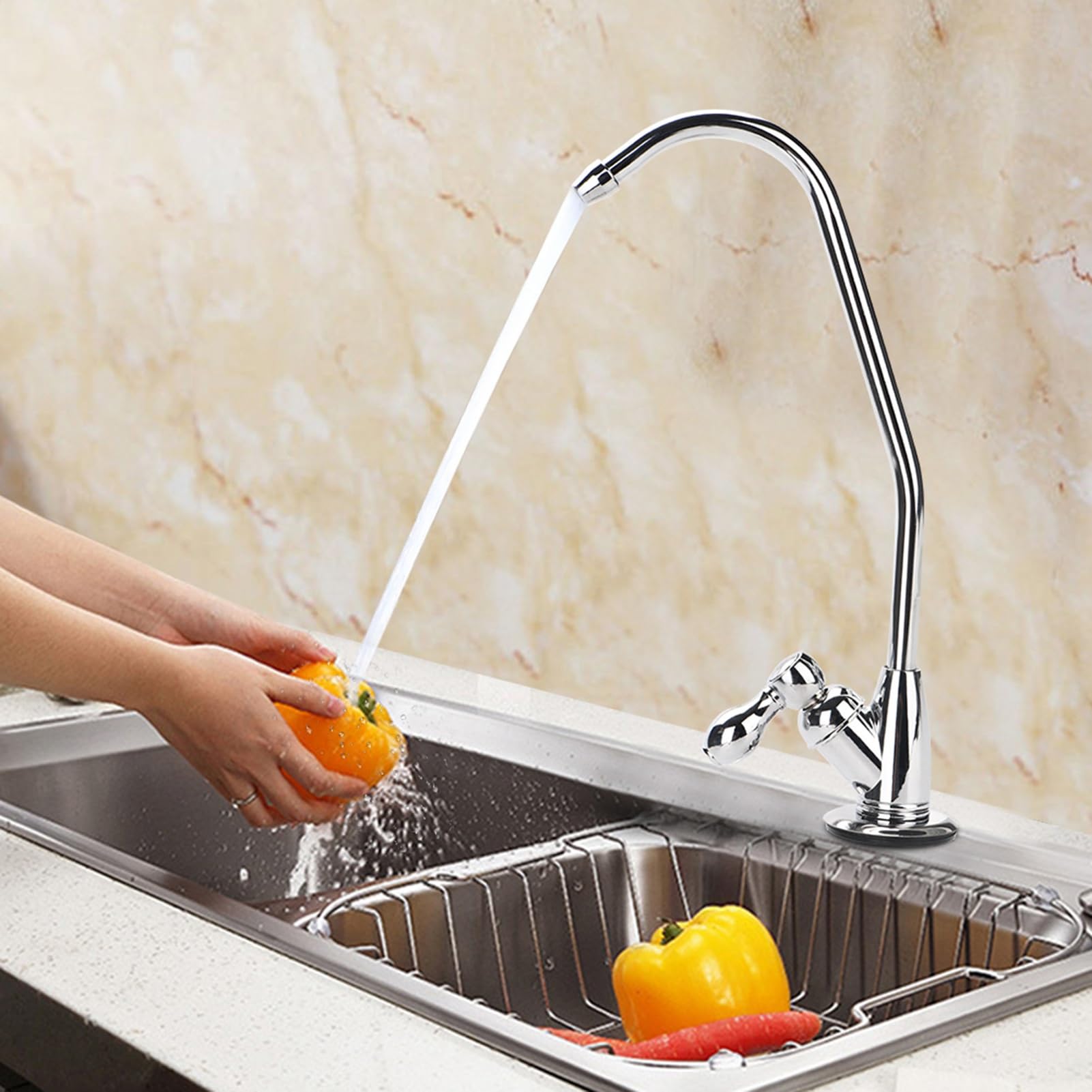 Grifo de Cocina, Grifo de Filtro de Agua de Grifo de Cocina de 1/4 para Grifo de Fregadero de Cocina, electrólisis de Agua, Filtro de Agua Potable de Maine