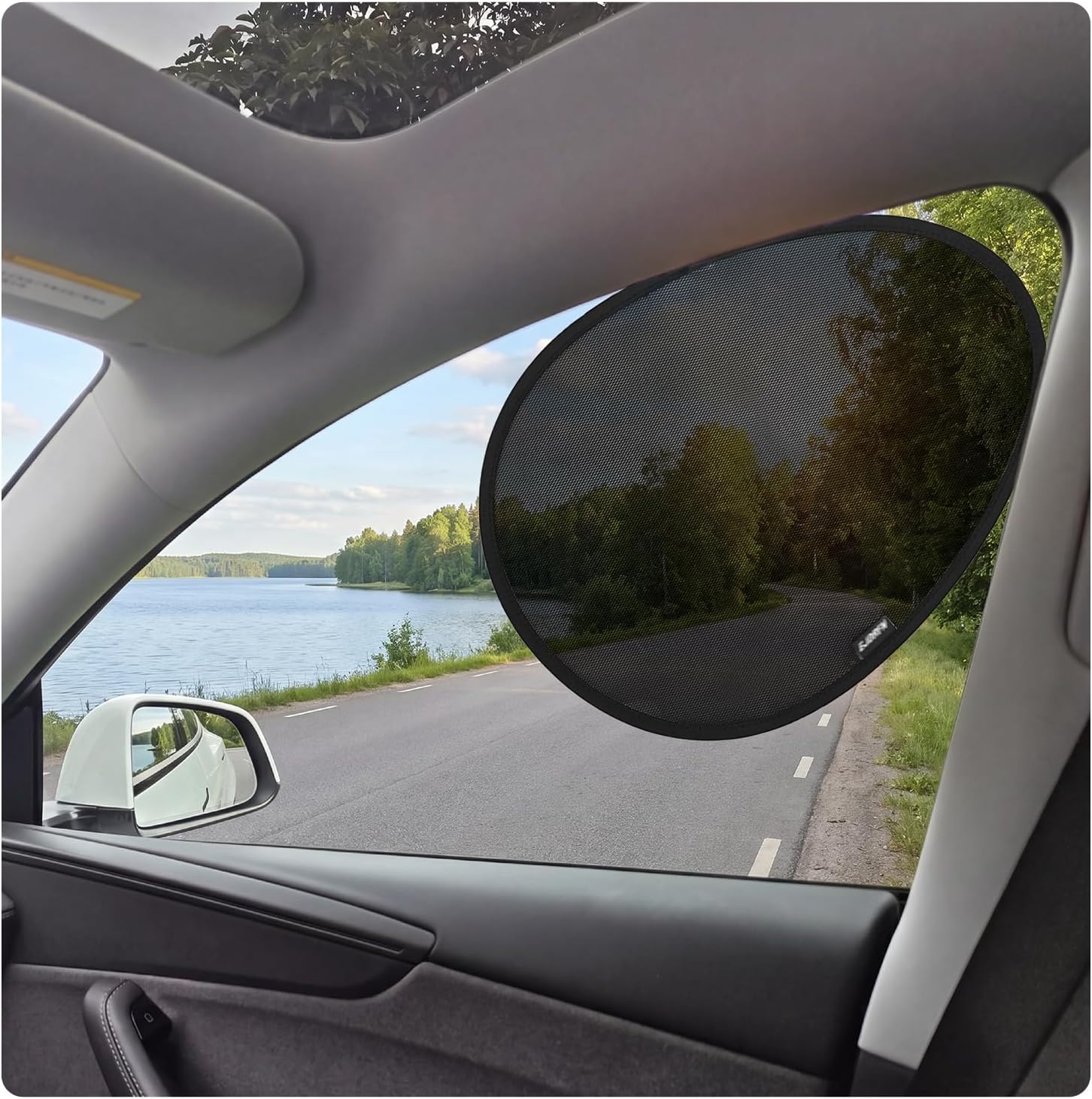 Car Side Window Sunshade(2Pack)-Upgrade Static Cling Car Window Shades,Transparent Mesh Car Window Shades for Side Window,Clear Visibility,Static Cling Install,Block Sunlight,Heat Reduction