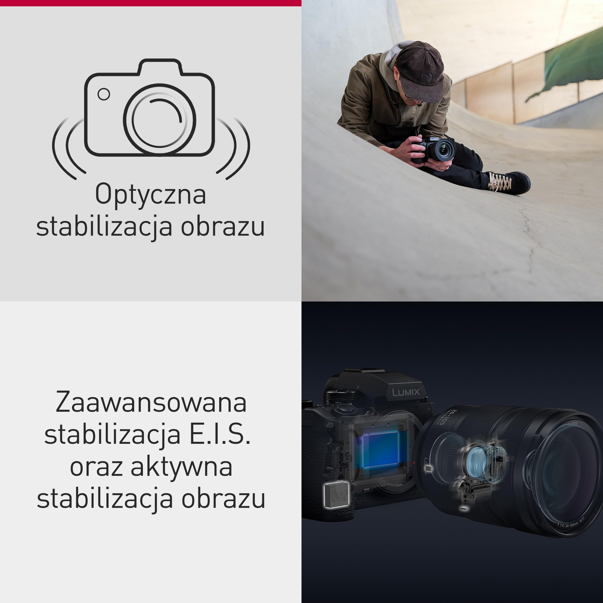 Panasonic LUMIX DC-S1M2E | Pełnoklatkowy aparat bezlusterkowy, 24MP, 4K 120p, 5.1K 60p Open Gate, ProRes RAW, fazowy Hybrydowy AF, L-Mount, sam korpus, czarny