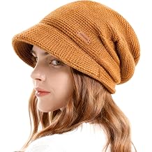 Winter Hats for Women Warm Thermal Knitted Fleece Lined Slouchy Visor Beret Ear Protection Ladies Winter Hats