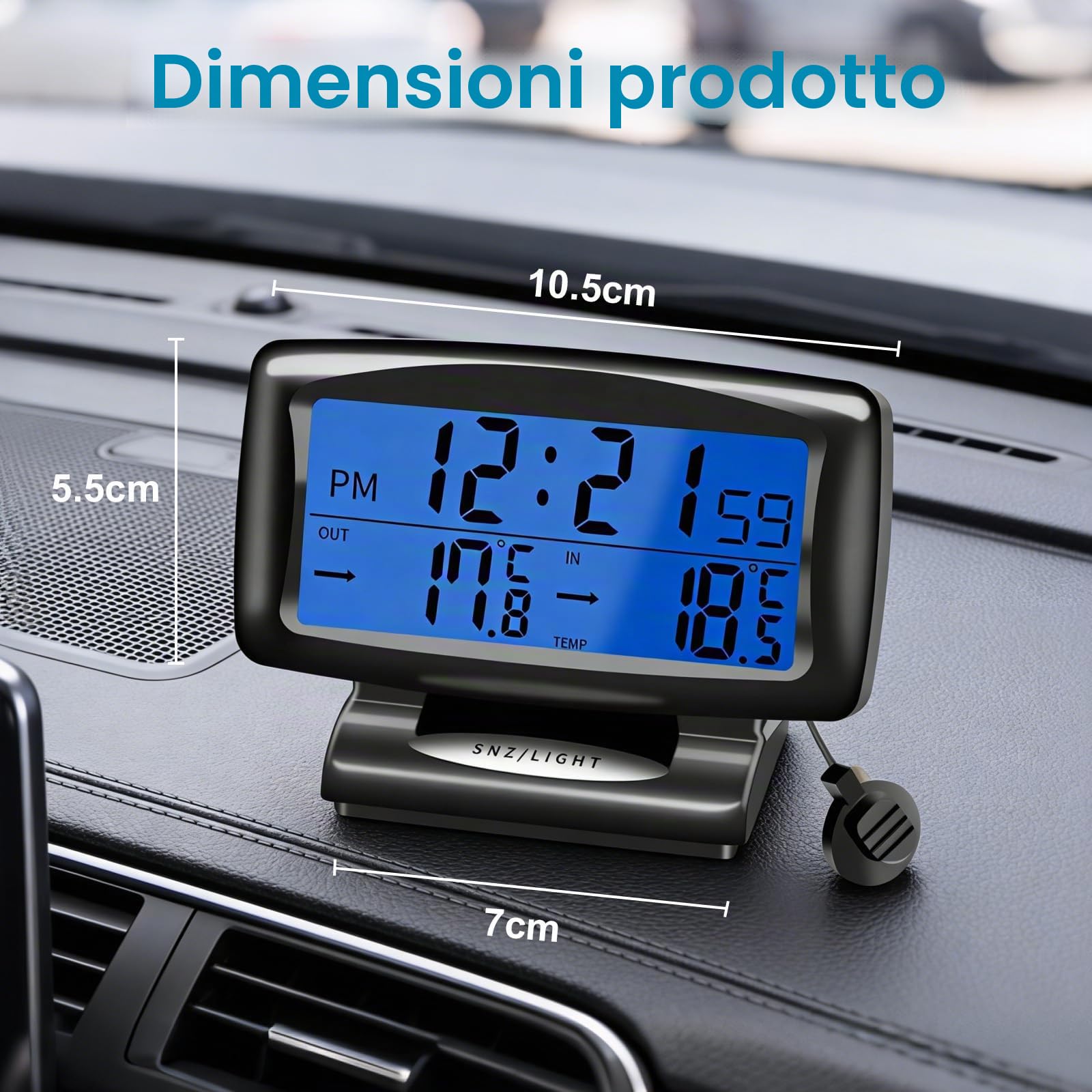 termometro per auto, sveglia digitale, misuratore di temperatura con retroilluminazione, termometro per auto