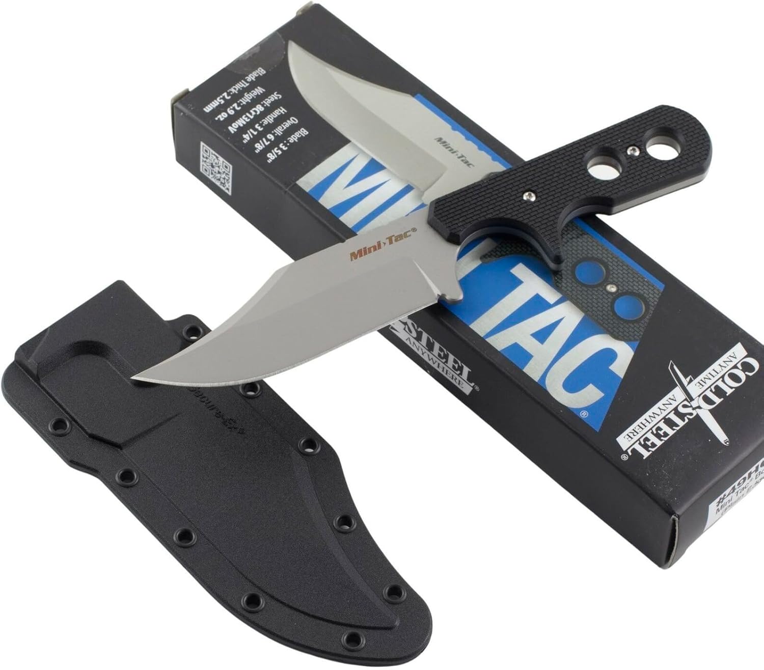 Cold Steel Mini Tac Bowie 3-5/8" Lightweight Durable 8Cr13MoV Stainless Steel Fixed Blade Clip Point Outdoor Hunting Utility Knife, Griv-Ex Handle, Secure-Ex Sheath - Boxed - Image 7