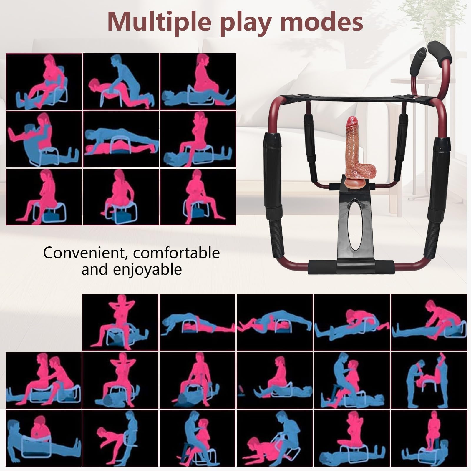 Sedia Regolabile in Altezza per Coppie con Supporto Dildo Realistico 500lb Rosso L BDSM Per Relax Intimo