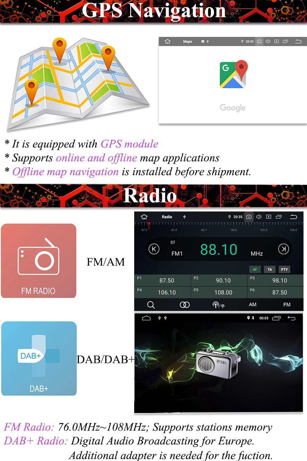 for Toyota Prius 2010-2015 Car Radio Stereo Carplay IPS Android Car Stereo 9" in-Dash Head Unit WiFi GPS Navigation Steering Wheel Control RAM 2G ROM 32G Black