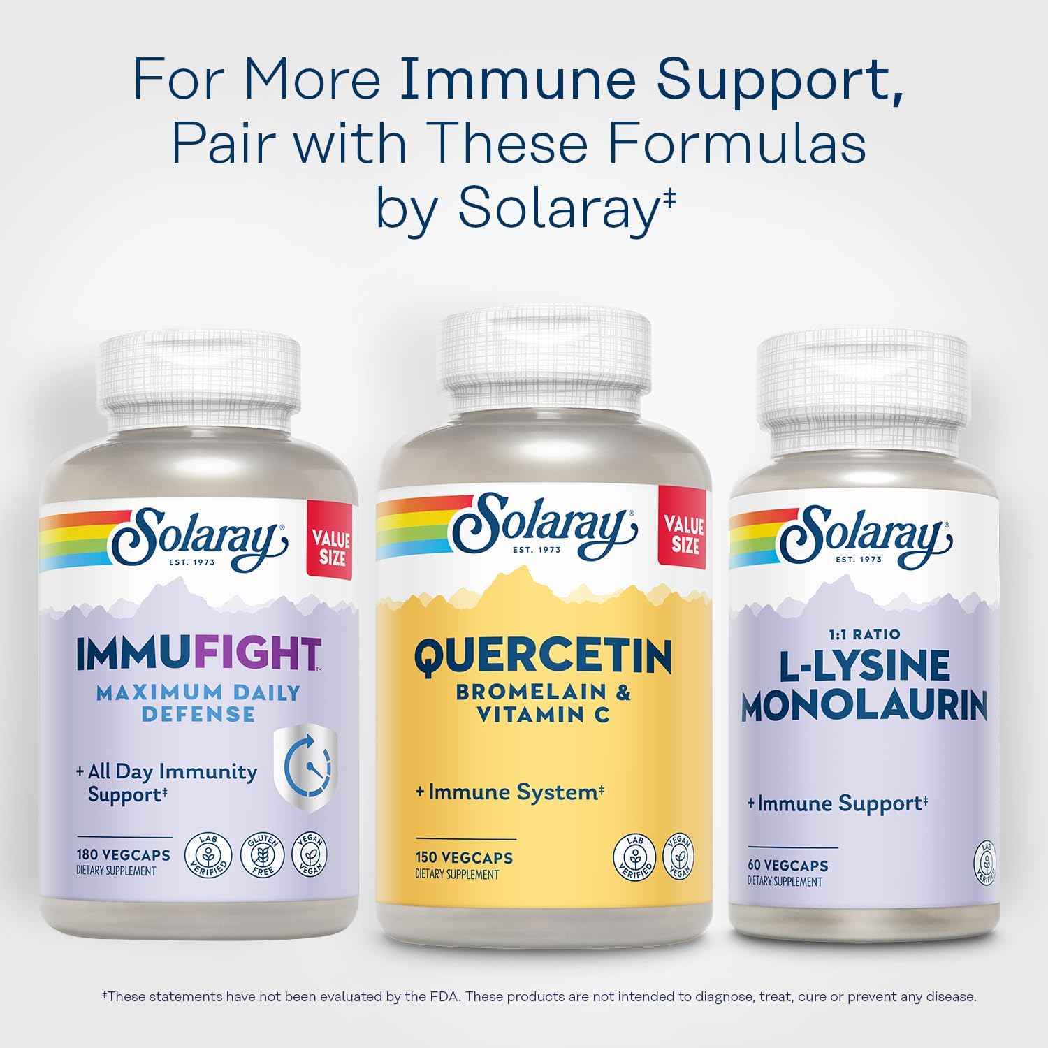 SOLARAY Quercetin Bromelain & Vitamin C, Immune System, Sinus, Respiratory & Antioxidant Activity Support, Vegan, 500mg of Quercetin & 1,235mg of VIT C, 60 Day Guarantee, 75 Servings, 150 VegCaps - Image 6